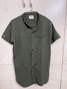 Olive Green Casual Half Sleeve Shirt for Men.