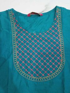 Teal Embroidered Kurti