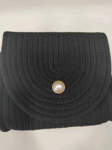 Black Woven Crossbody Bag
