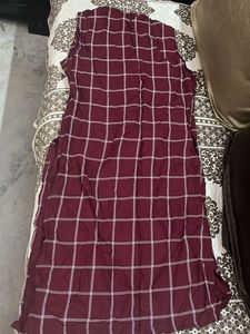 Maroon Checkered Kurta Set