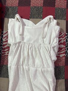 White Sleeveless Dress with a side open slit