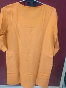 Embroidered Orange Kurta
