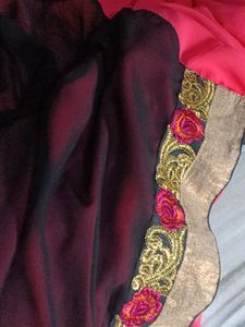 Pink And Black Combination Saree