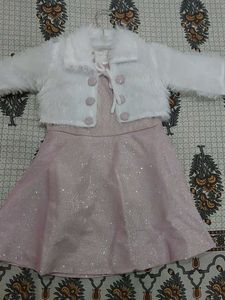 Cute Girls' Dress with Fur Shrug 💗