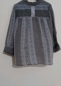 Patterned Top Withl Mirror Work Design