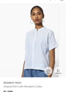 BOMBAY HIGHStriped Shirt with Mandarin Collar