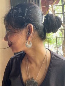 Silver Oxidised Earrings & Necklace