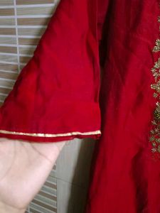 Red Embroidered Kurta