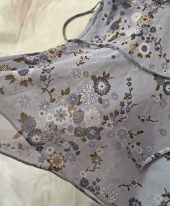 Lavender Floral Top with Flutter Sleeves