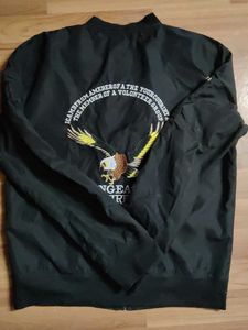 Black Bomber Jacket with U.S. Patch