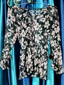 Flower Print Floral Seleves Top