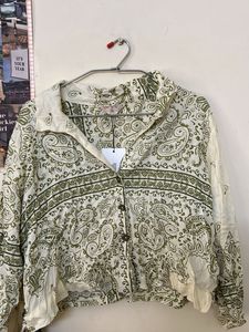 Bombay Paisley Off White and Green Shirt