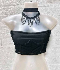 Black Tube Top with Necklace
