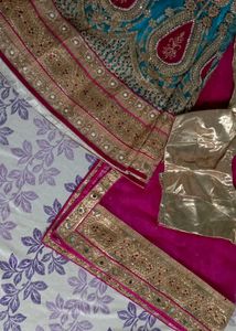 Sky Golden With Pink Very Nice Lehenga Choli