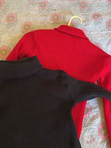 Turtle Neck Black And Red sweater