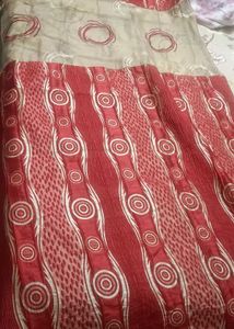 Silk and Tissue, Maroon, Beige Curtains