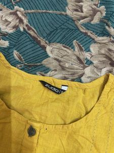 Mustard Color cotton straight kurta