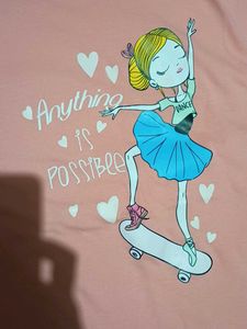 Pink Colour T Shirt.. With Cute Print 😘