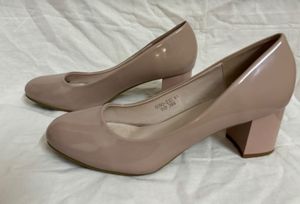 Sherrif Shoes Nude Pump Block Heels