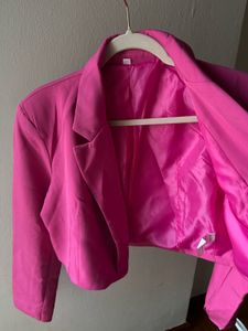 Fuschia PINK Single Breasted Cropped Blazer