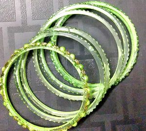 Green Beaded Bangles
