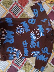 Brown Graphic Print T-Shirt