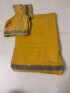 Mustard Yellow Saree with Blouse