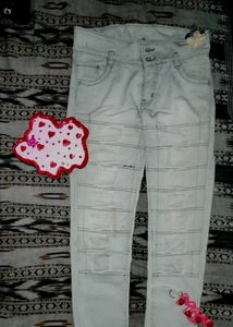 Distressed High-Waisted Light Wash Jeans