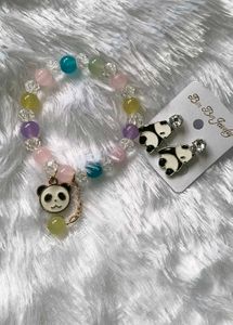 Cute Panda Bracelet & Earring Set