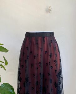 Multi layered Wine Long Skirt