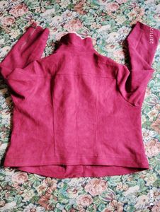 Burgundy Faux Suede Moto Jacket