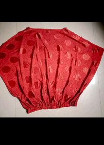 Red Dotted Bat Sleeve Blouse