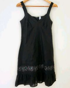 Black Embroidered Midi dress