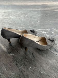 Grey Tassel Loafer Heels