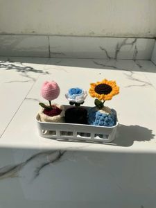 Chrochet Tulip/ Rose/ Sunflower Pot
