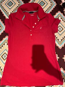Nautica Red Polo T-Shirt – Size S