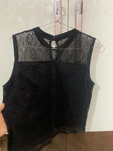 Black Lace Sleeveless Top
