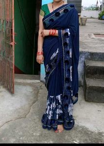 Elegant Blue Floral Saree