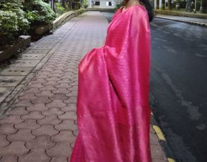 Pink Banarasi Silk Saree with Blouse