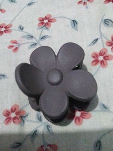 handmade Black Scrunchie with Bead, flower clip