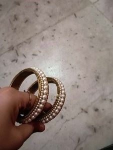 Pearl &amp; Gold Bangle Set
