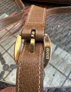 Auth Gucci Vintage 1973 Logo Gold Plated Bag