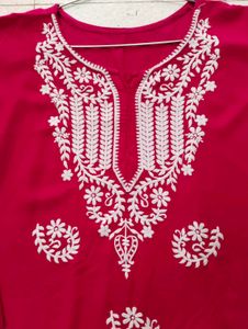 Dark Pink ( Rani)Embroidered Kurta looks Pretty