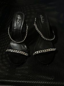 Black Chain Detail Heels