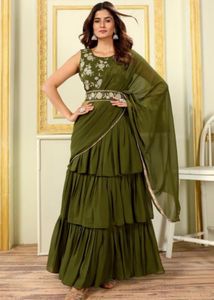 Olive Green Saree