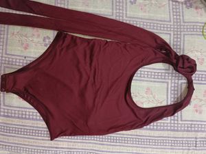 Halter neck ribbon rose top