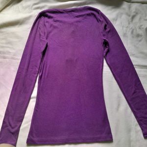 Purple Slim Fit Full Sleeve Top