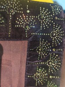 Elegant Brown Saree with stitched blouse