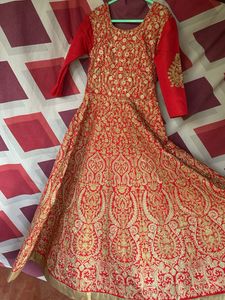 Red &amp; Gold Embroidered Wedding Gown