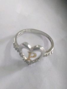 American Diamond Ring With Silver Polish